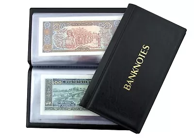 BLACK Pocket Size Banknote Album Albums With 20 Pages 8 X 17cm Notes Folder Book • £7.29