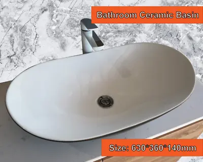 Ceramic Bathroom Basin Sink Above Counter Basins Black White 590*360*140mm • $126
