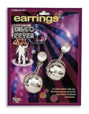 Disco Fever Earrings 60s 70s Disco Ball Silver Earrings Costume Jewellery BA576 • £6.49