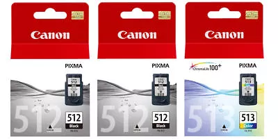 £66.95 • Buy 2x Canon PG512 Black & 1x CL513 Colour Ink Cartridges For PIXMA IP2700 Printer