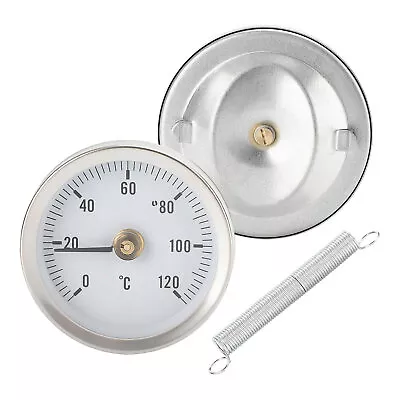 £5.29 • Buy Pipe Clip-On Dial Thermometer Temperature Bimetal Temp Gauge & Spring 63mm 120℃