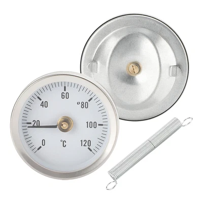 £5.29 • Buy Pipe Clip-On Dial Thermometer Temperature Bimetal Temp Gauge & Spring 63mm 120℃