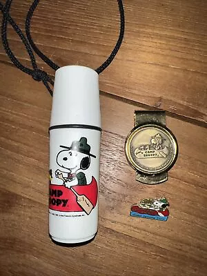 Vtg Knott's Camp Snoopy & Woodstock Souvenirs Money Clip Pin & Lanyard Pouch • $16.99