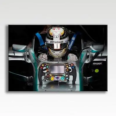Lewis Hamilton Mercedes F1 Car Helmet Canvas Poster Print Photo Art 30  X 20  • £29.97