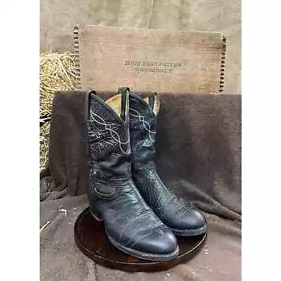 Tony Lama Men - Size 8EE - Vintage Black Animal Skin Cowboy Boots Style 7172 • $24
