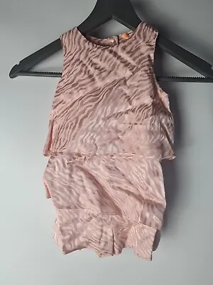 River Island Girls Pink Tiered Zebra Print Playsuit Size 12-18 Months **** V228 • £10.44