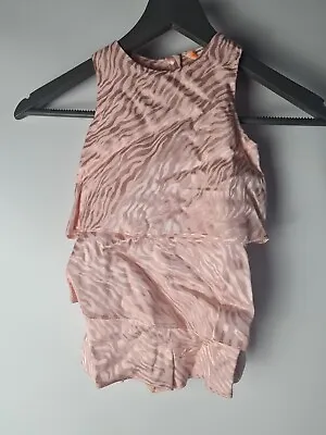 River Island Girls Pink Tiered Zebra Print Playsuit Size 9-12 Months **** V31F • £12.34