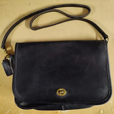 Rare Vintage Coach  #903 2441 Black Genuine Leather Shoulder Bag 11 X7  • $89.99