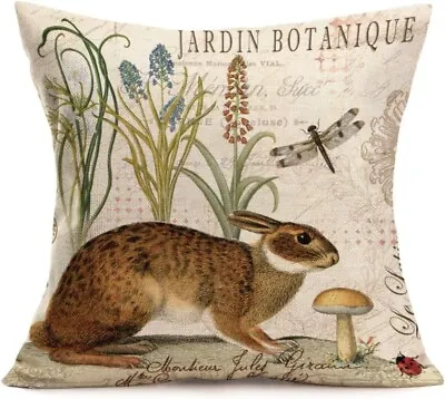 Throw Pillow Cover Modern Vintage French Rabbit The Garden Cushion Pillow 18x18  • $16.14