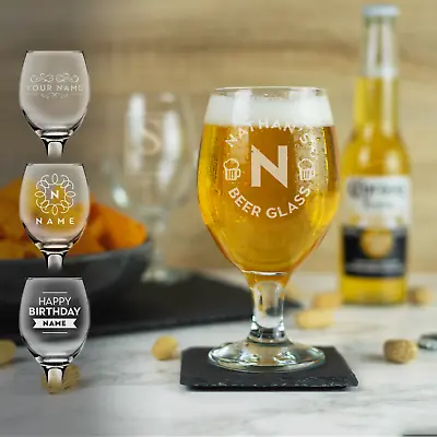 Personalised Beer Glass Engraved Stemmed Ale Craft Glass Customised Gift Idea • £9.99