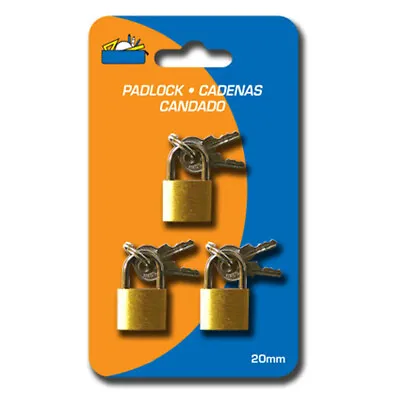3 Small Metal Padlocks Mini Brass Tiny Box Locks Keyed Jewelry 2 Keys 20mm Safe • $11.49