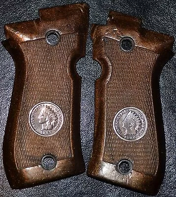 Beretta 81 84 Cheetah Pistol Grips Dark Brown Plastic Indian Head Pennies  • $45