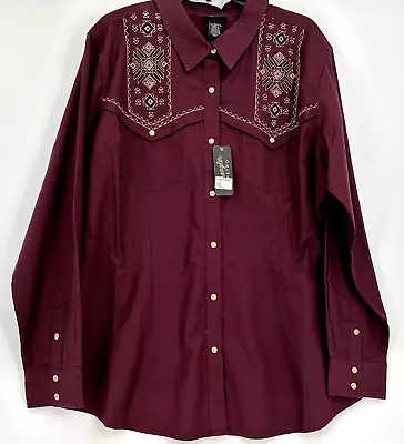 Wrangler Retro Pearl Snap Long Sleeve Western Embroidered Shirt XXL • $29.99