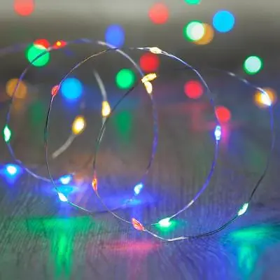 20/30/50 Battery LED Multi Colour Fairy String Lights Micro Wire Copper Party • £3.49