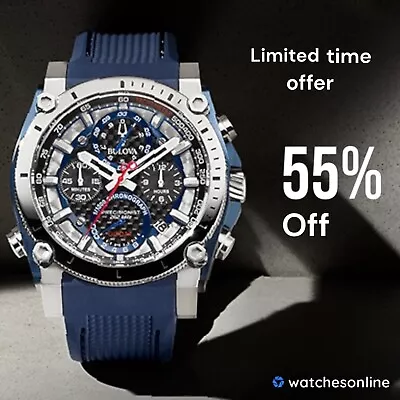 Bulova Precisionist Men's Quartz Chronograph Tachymeter Blue Watch 46mm 98B315 • $382.50