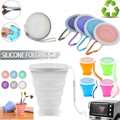 Silicone Collapsible Cup Folding Bowl Set Cups For Camping Outdoor Telscope Lid • £4.14