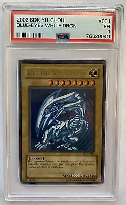 Yugioh 2002 Blue-Eyes White Dragon SDK-001 PSA 1 PR • $99.99