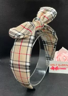 £3.99 • Buy Camel Thompson Hairband Alice Headband Hair Tie Band Bow Tie Tartan Burns Night