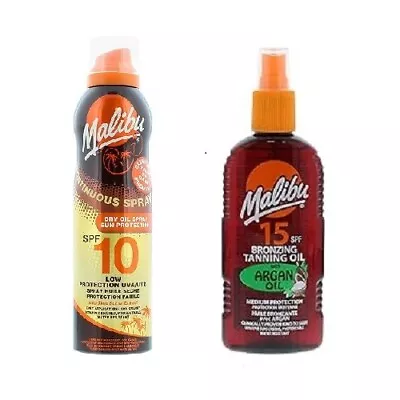 Malibu Spf 10 Dry Oil Spray And Malibu Bronzing Tanning Oil Spray • £13.98