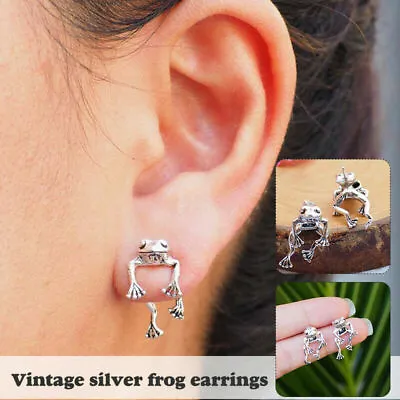 $9.49 • Buy 2 Way Frog Earrings Lover Jewelry Retro Stud Detachable Earrings Gifts For Women
