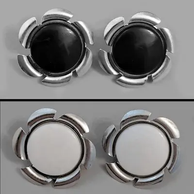 Vintage Sarah Coventry  Color Frame  Reversible Black & White Clip On Earrings • $12.99