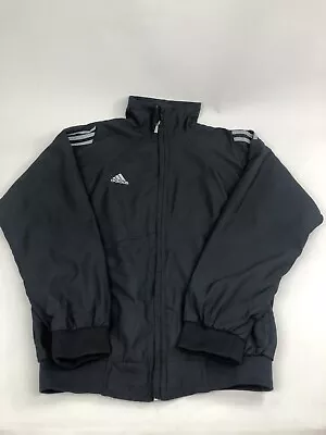 Adidas Mens Jacket Size S Black Zip-Up Windbreaker Logo Pockets • $36