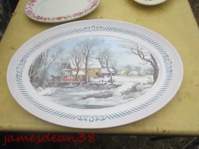 Vintage BrookPark Oval Plastic Currier And Ives Style Platter MELMAC 21  TURKEY • $34.99