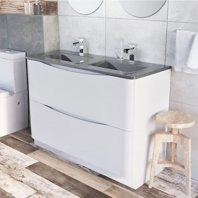 £479 • Buy Eaton White Gloss 600 900 1200 Furniture Vanity Unit Bathroom Storage Basin