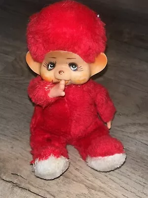 Vintage Fun World Monchichi-style Red Thumb Sucking Small Plush Toy Rubber Face • $26