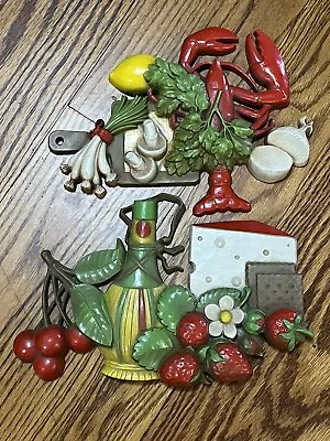 Vtg 70's LOT Dart USA Wall Décor Hanging Lobster & Vegetable Kitchen • $34.13