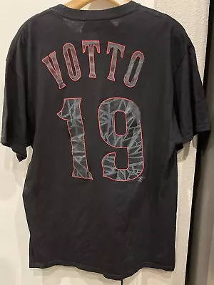 Majestic Cincinnati Reds Joey Voto Jersey T-shirt Black Red Large • $30