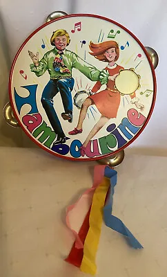 Vintage Metal Tambourine With Ribbons Children’s Toy Noise Maker Japan • $19.95