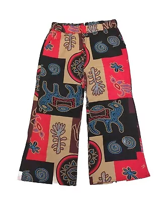 BOHO Womens Casual PRINT Wide Leg XL Tribal Abstract Hippie Comfy Animal African • $12