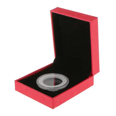 Presentation Box Display Case Coin Collection Gift For Single 38MM Coin Red • £5.81