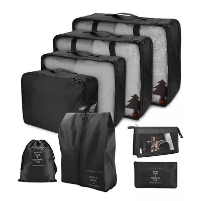 $12.98 • Buy 8Pcs Packing Cubes Luggage Storage Compression Organiser Travel Suitcase Bags AU