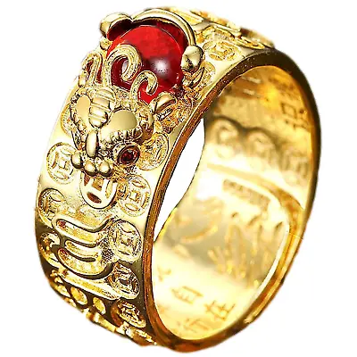 Feng Shui Ring Anillo Mantra Good Luck Fortune Wealth Protection Efficacious Rin • $10.22