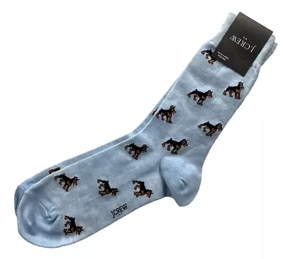 J. Crew Mens Trouser Socks Doberman Dog Print One Size Heather Blue Fall Weather • $8.99