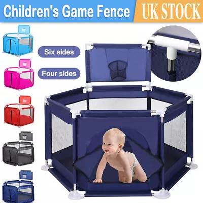 Large Playpen Portable Child Safety Yard Activity Center With Basketball Hoop  • £9.99