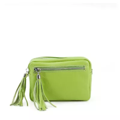 Ladies Real Italian Leather Mettalic Bag Women Tassels Crossbody Handbag UK • £26.88