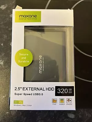 Maxone 2.5 Portable External Hard Drive 320GB-USB 3.0 Ultra Slim Aluminum HDD B • £30