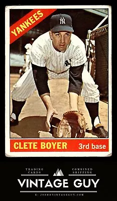 1966 Topps #9 Clete Boyer Vintage New York Yankees Baseball Card • $5
