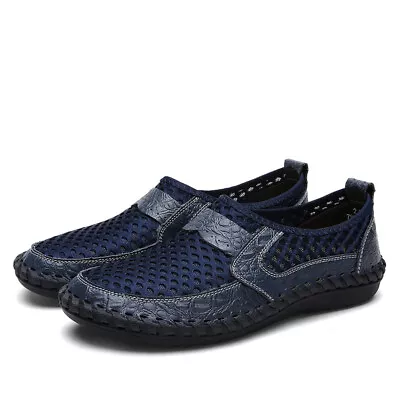 Mens Summer Mesh Slip On Loafers Breathable Casual Boat Driving Shoes Size New • £19.39