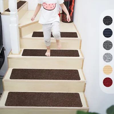 New Carpet Stair Treads NON-SLIP Fluffy Shipskin Stair Tread Washable Rug 7Pcs • $19.50