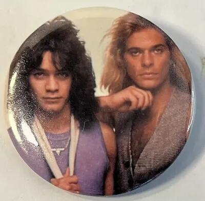 Vintage Van Halen Photo Button Pin Badge Eddie Van Halen David Lee Roth 80's • $12.99