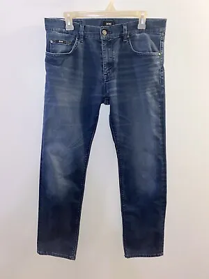 HUGO BOSS Maine Regular Fit Stretch Dark Blue Jeans Sz 34/30 • $30