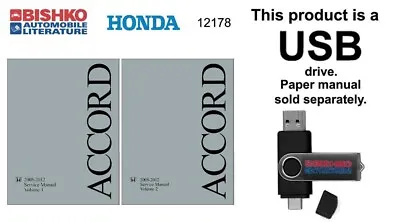 2008 2009 2010 2011 2012 Honda Accord 4 Cylinder Service Repair Manual USB Drive • $49.49