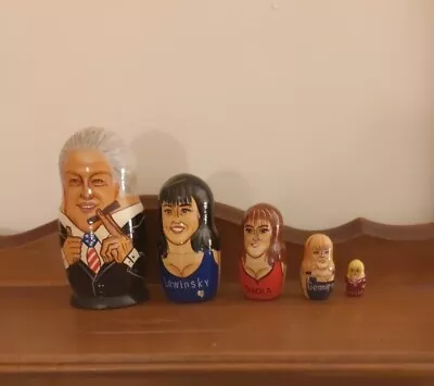 Bill Clinton Wood Russian Nesting Dolls Of 5 Ladies Gradating Sizes  • $23.49