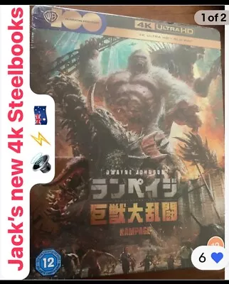 Rampage 4k Ultra + Bluray Steelbook King Kong Vs Godzilla Apes Alien The Rock OZ • $58.80