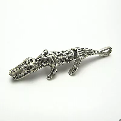 Vintage Sterling Silver Reptile Alligator Pendant • $79.99