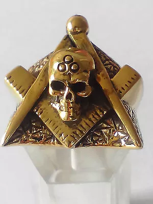 Bronze Masonic Skull Custom Size Square Compass Free Mason Handmade Occult R-74b • $31.99